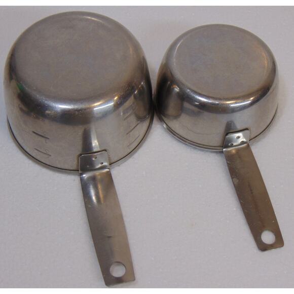 6 Piece Baking Measuring Set Aluminum Stainless Foley Cups Graduated 4 Spoon VTG - Picture 9 of 9